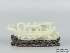 昊源文化：和田白玉雕玉船